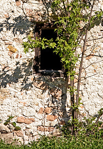 finestra, vell, Històricament, arquitectura, hauswand, mur de pedra, pedra de Pedrera