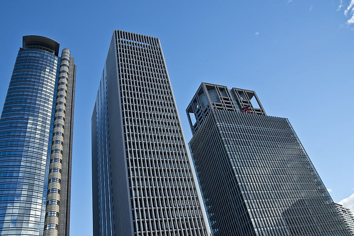 bill, city, high rise building, blue sky, business, job, japan