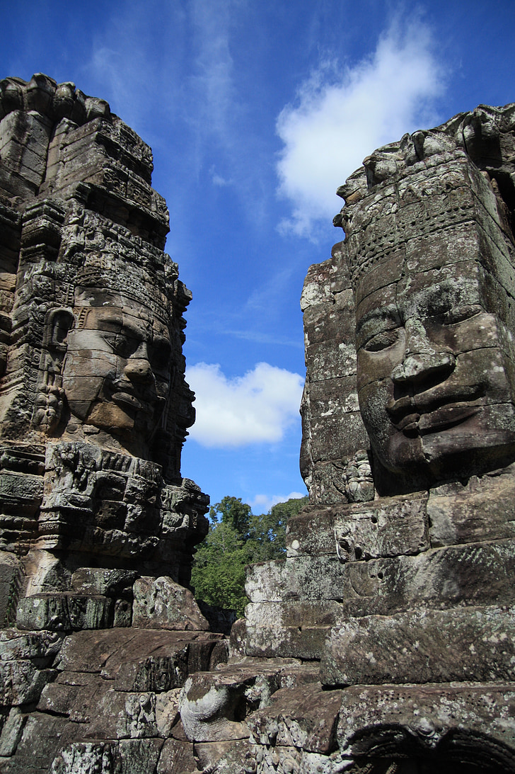 Камбоджа, Ангкор-Ват, руїни, Храм, фестиваль, небо, ліс