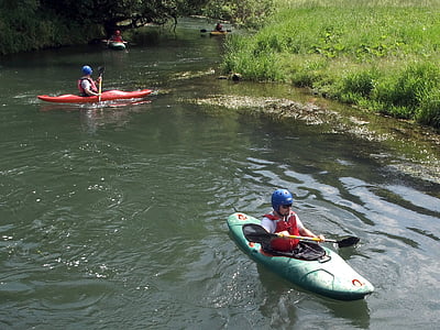 kayak, Paddle, kayak, sports nautiques, rivière, surface de l’eau, d’en haut