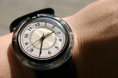 montre-bracelet, bras, poignet, montre, temps, Gadget, accessoire