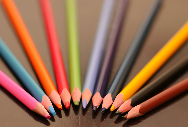 bút chì, Yêu, vẽ, nhiều màu, màu sắc, gỗ - tài liệu, cận cảnh