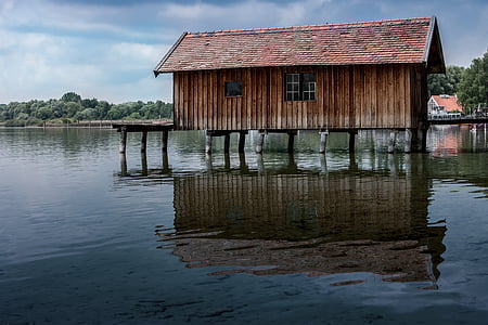 architecture, boathouse, bungalow, hut, jetty, river, water