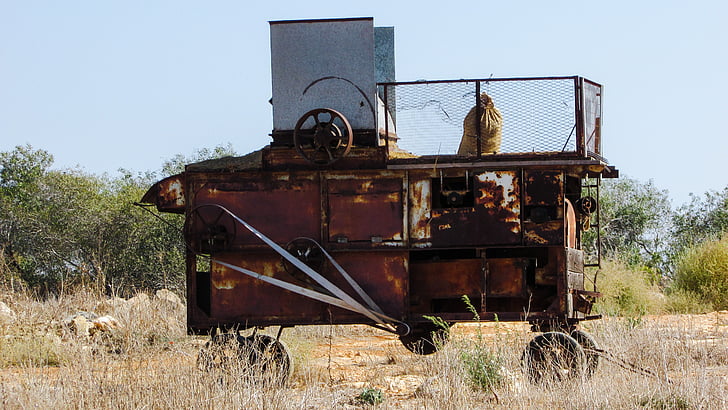 packing machine, old, rusty, machine, abandoned, agriculture, rural