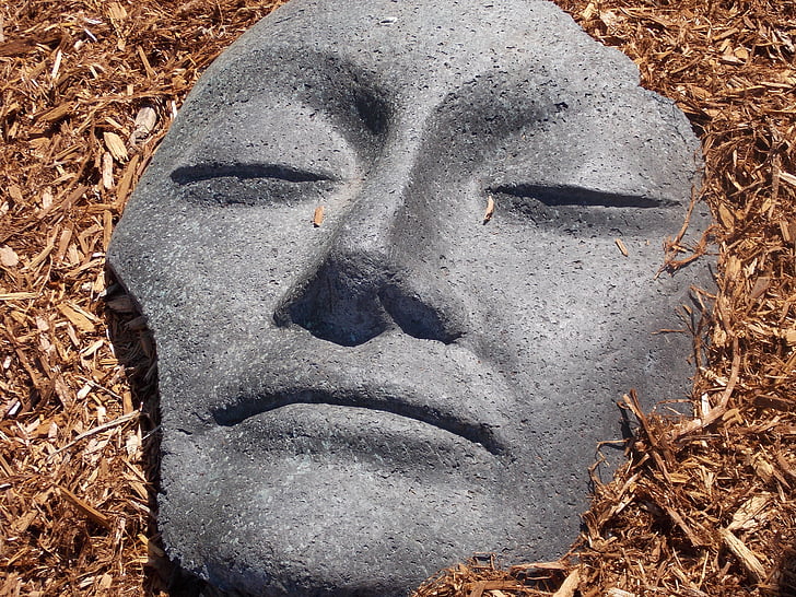 ansikte, sten, skulptur, sover, staty, Asia