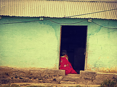 põlisrahvaste, Ecuador, küla, vana, lagunenud, üksildane, mees
