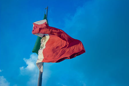 flagga, Mexico, vind, flaggan i Mexiko, Sky, mexikanska flaggan