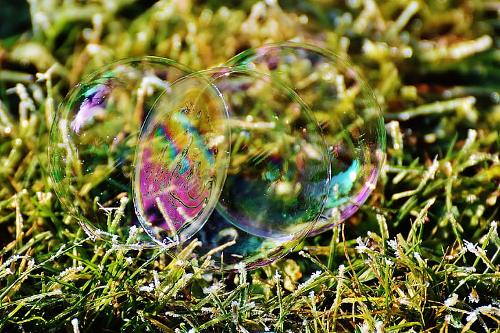 mýdlová bublina, barevné, louka, koule, mýdlovou vodou, udělat mýdlové bubliny, float
