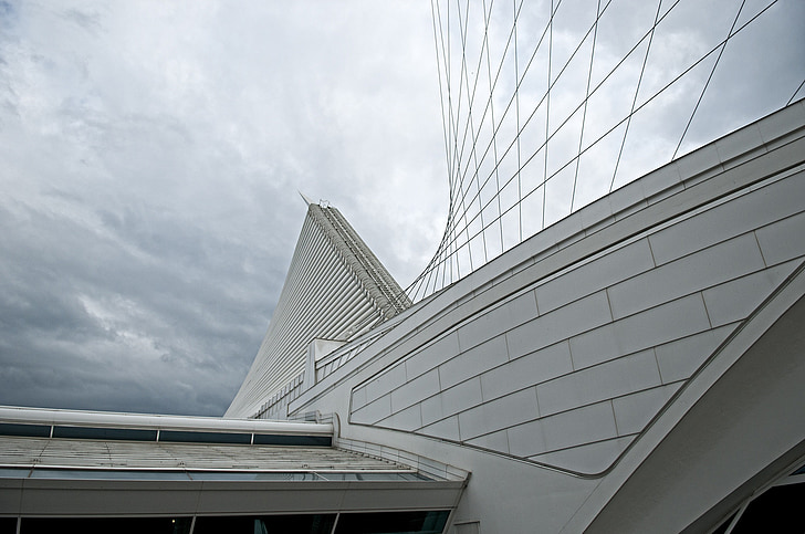 Milwaukee, calatraba, Milwaukee art museum, Architektura, moderní, obloha, futuristické