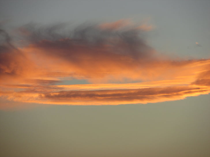 tramonto, nuvole, cielo, arancio, riflessione