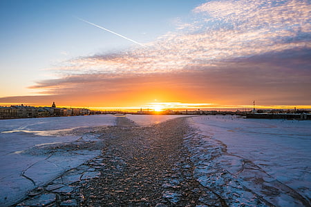 Skt. Petersborg, Sunset, Rusland, vinter, aften, Smuk, inimitably