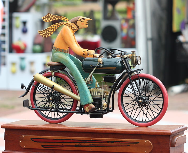 escultura, bicicleta, motos, arte, Vintage, motor, bufanda de