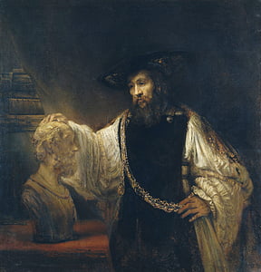 rembrandt, aristotle, bust, art, painting, oil on canvas, artistic