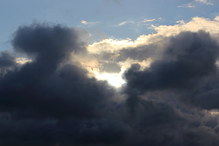 nuvole, cielo, nuvole scure, dettaglio frontale