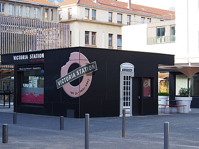 καφέ, κατάστημα, Γκρενόμπλ, πόλη, Γαλλία, ο σταθμός Βικτώρια, της οδού