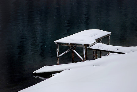 Zimní, sníh, jezero, Web, krajina, chlad