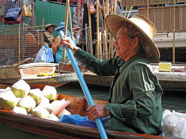 Banguecoque, Tailândia, mercado flutuante, viagens