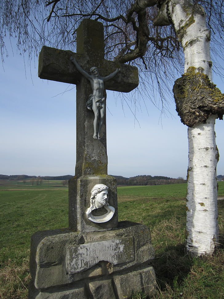 Croix, Croix de Pierre, Christ en croix, religion, foi, Wayside cross, bord de la route