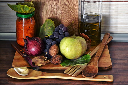mad, druer, løg, olivenolie, ungarsk, efterår, hvidløg