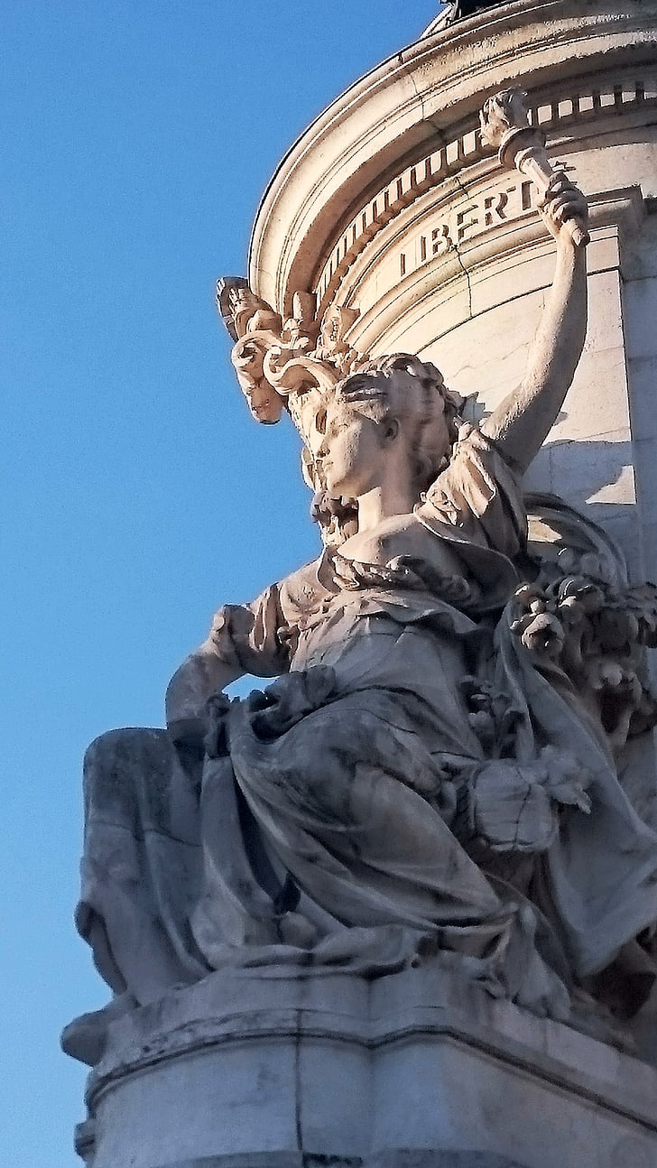 paris, place, republic, fountain, sculpture, statue, historical monument