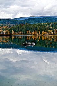 platform, zwemmen, Lake, herfst, oever, water, reflectie