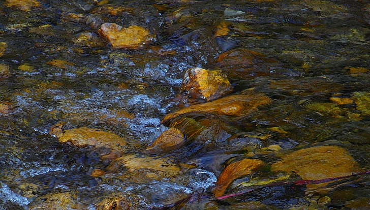 kolory, strumień, wody, kamienie, koryto potoku, Natura, Rzeka