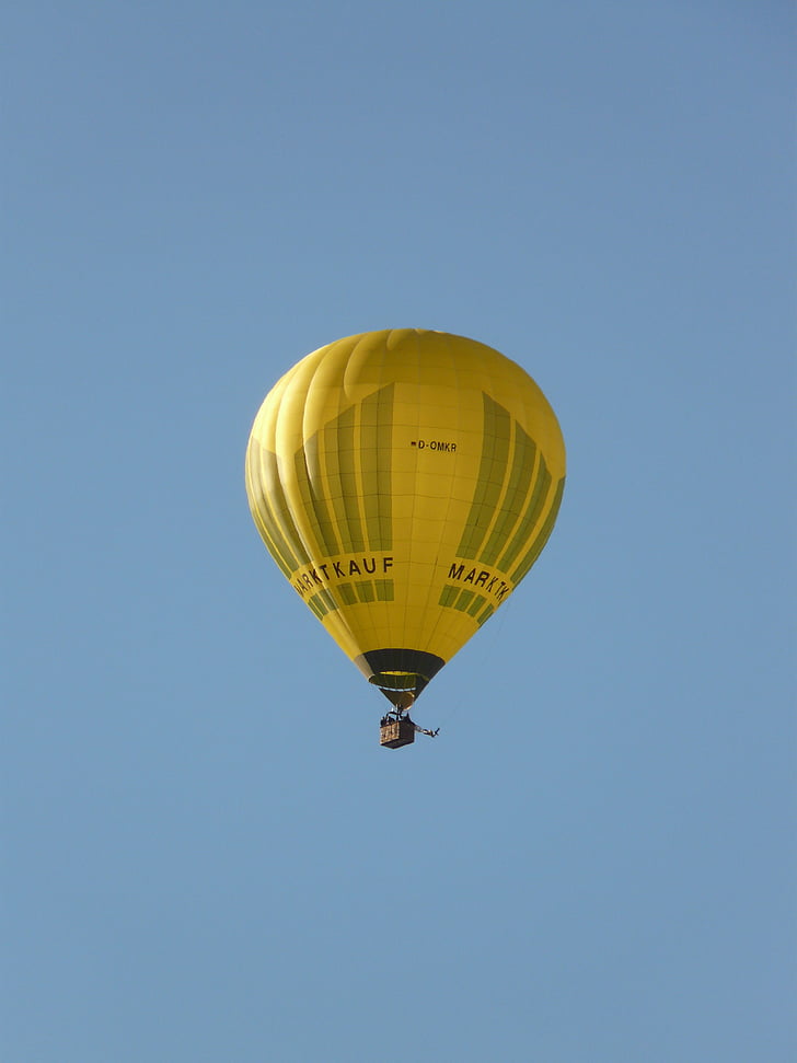globus, globus aerostàtic, unitat, volar, Esports aeris, aeronau, groc
