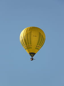气球, 热气球, 驱动器, 飞, 空气运动, 飞艇, 黄色