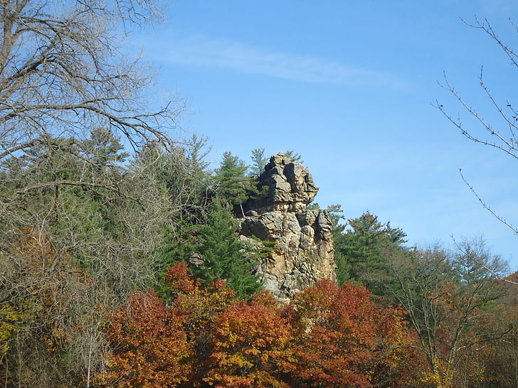 Parco statale, di governatore dodge, cielo, albero, roccia, Wisconsin, foresta