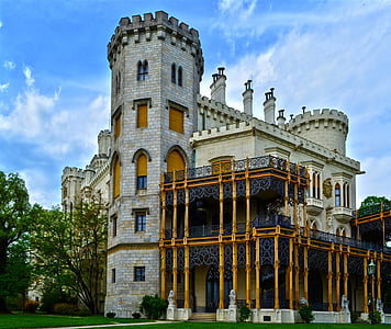 Hluboká, Castle, värvilised, arhitektuur, Lõuna-Tšehhi maakond, taevas