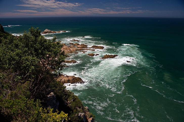 nysna heads, green, sea, rocks, ocean, seascape, curved