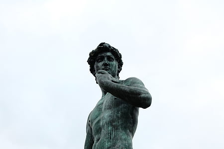 Давид, Микеланджело, скульптура, Статуя, низкий угол зрения, без людей, день