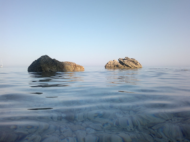 ογκόλιθοι, νερό, βράχια, στη θάλασσα, Ιταλία