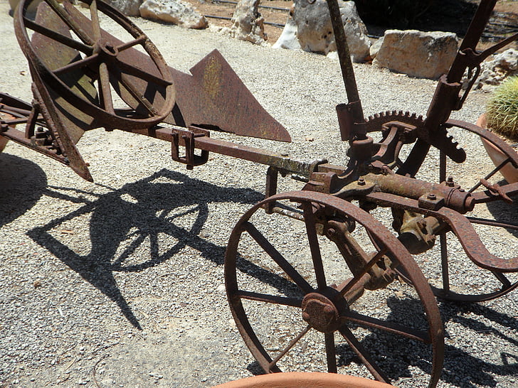 plough, old plough, metal, plow, digging around, relaxation, device