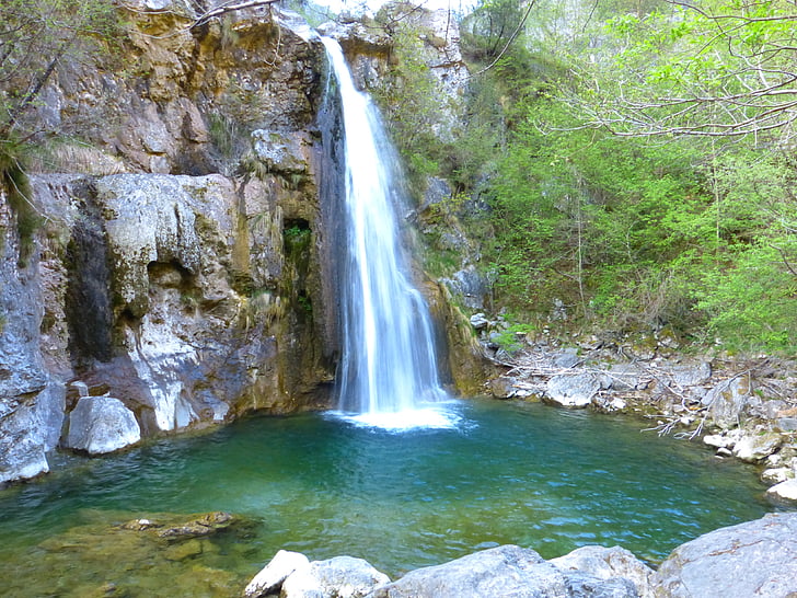 ampola cascata, waterfall, water, flow, valle di ledro, italy, cascata di storo