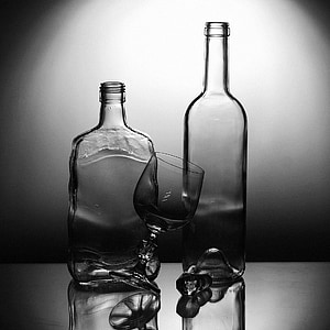 glass, the bottle