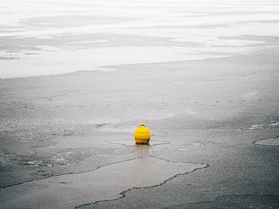 POI, kollane, Lake, talvel, tiik, jää, Frost