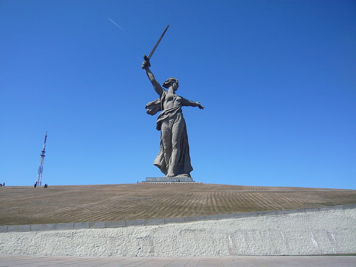 Stalingrad, Volgograd, Ryssland, monumentet, historiskt sett, skulptur, historia