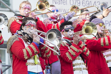muziek, Carnaval, kostuum, instrument, trombone, Glarus