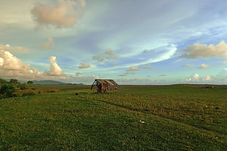 shack, hut, shed, landscape, sky, nature, cloud