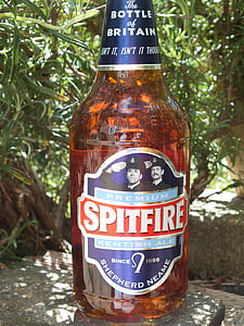 Spitfire, pivo, láhev, alkohol, likér, oranžová, hnědá