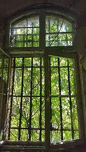 urbex, finestra, Beelitz heilstätten, Hospital, abandonat, vell, antic edifici