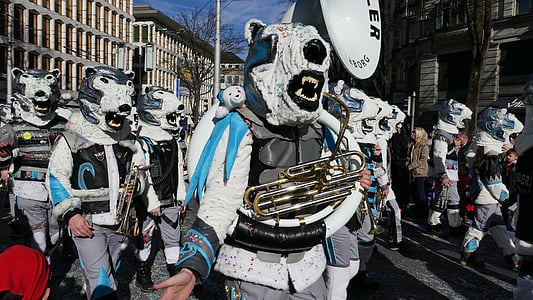 karneval, Luzern, Maska, kostum, plošča, Parada, premikanje