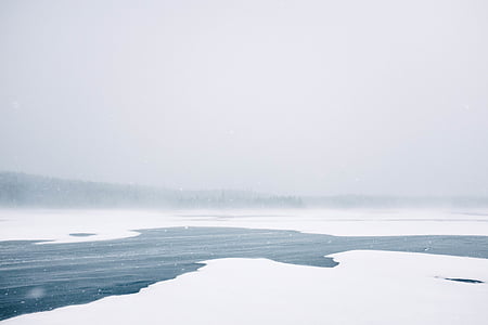 氷, 覆われています。, 海, 冬, 雪, 湖, 水