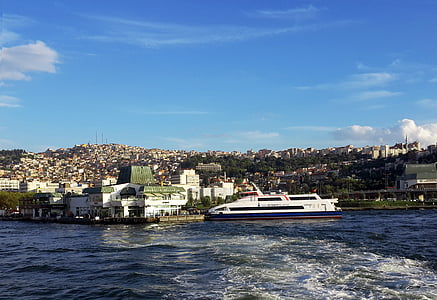 Marine, Izmir, herrgård, Turkiet, v, Iskele, hamn