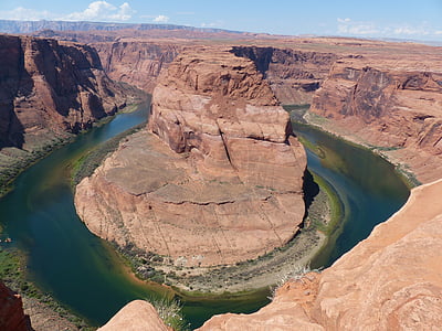 Horseshoe bend, Coloradofloden, floden, vatten, Sidan, Arizona, öken