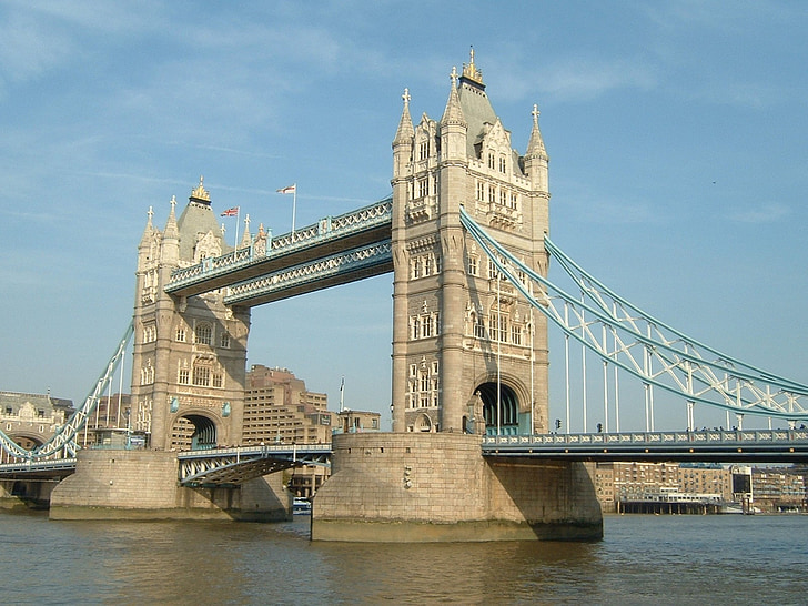 Tower bridge, Londýn, turistické, Anglie, Temže, řeka