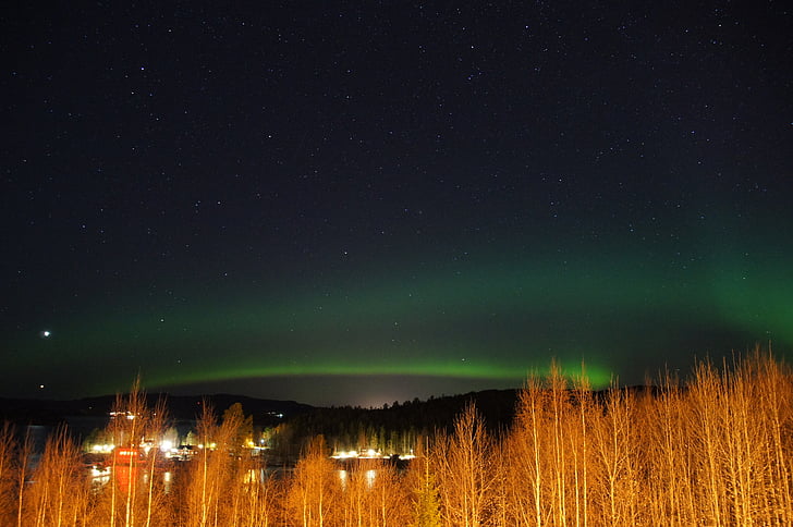 Kuzey ışıkları, İsveç, Lapland, Aurora borealis, gece, Star - uzay, astronomi