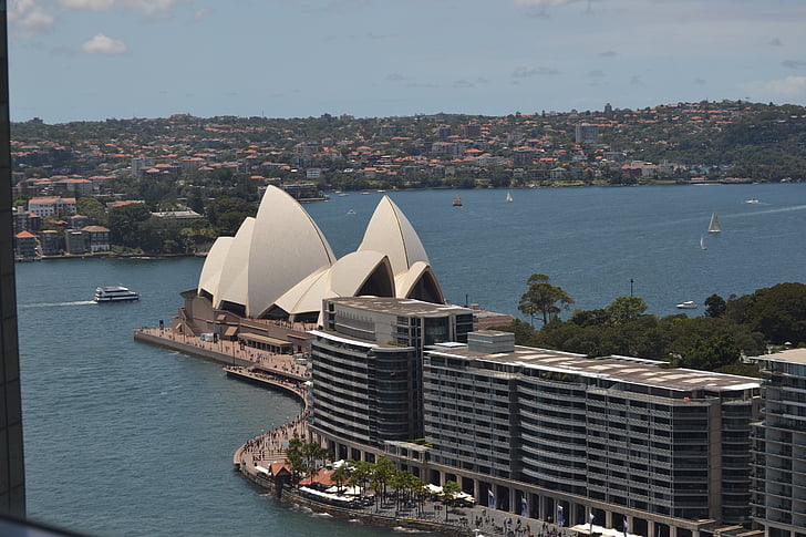 Sydney, Opera house, Australië, het platform, skyline, stad, stadsgezicht