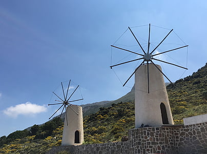 Creta, Lasithi, Planalto, enraizamento de vento, Ilha de Creta, moinho de vento, natureza